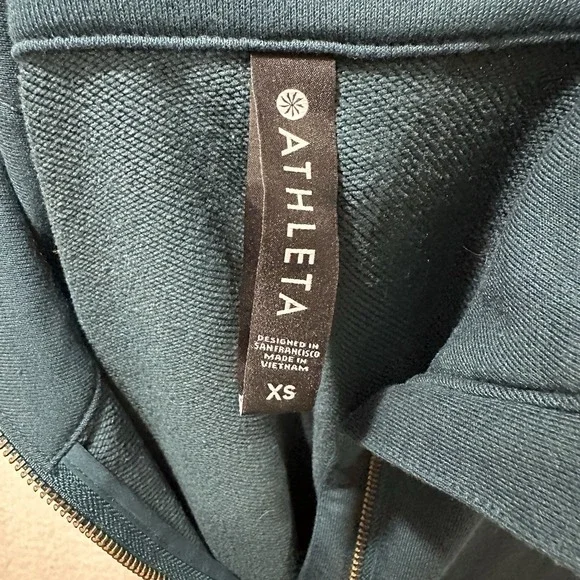 Athleta Crosstown Track Dress 1/4 Zip Long Sleeve Stripes Women's Size XS Green‎ - Picture 4 of 16